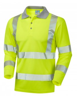 Leo Barricane CoolvizPlus Sleeved Polo Shirt Yellow High Visibility